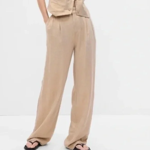 GAP Pants Jumpsuits Nwt Gap Pleated Gold Linen Pant Size
